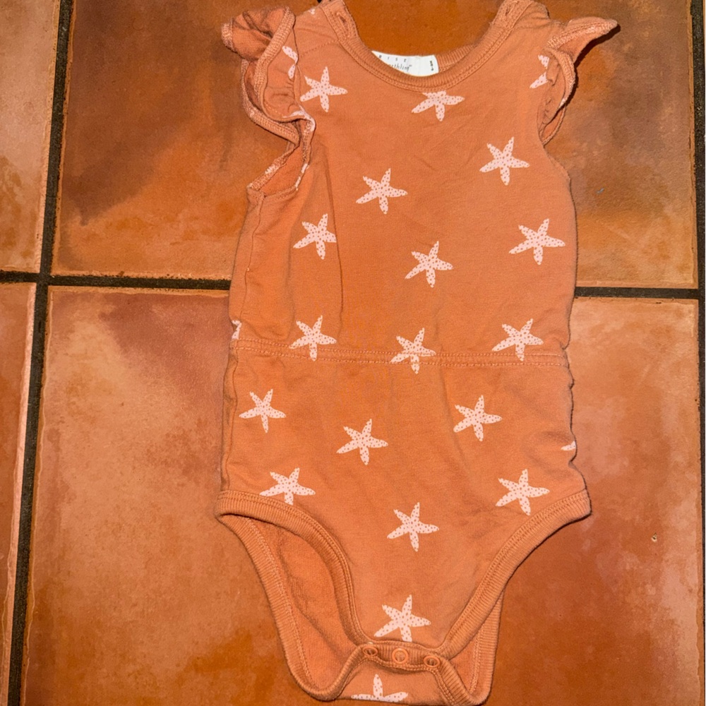 Starfish Print One Piece in Orange‎ and White